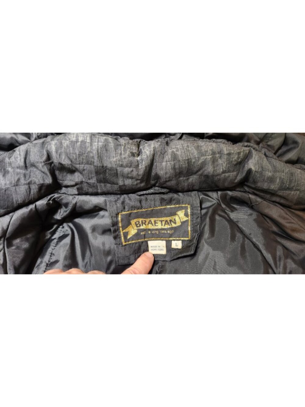 Vintage Braetan Outerwear Black Long Slv Front Zip Puffer Coat Jacket LARGE - Picture 9 of 9